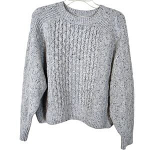 Universal Thread Cable Knit Sweater Women's M Gray Flecked Dolman Sleeve Winter
